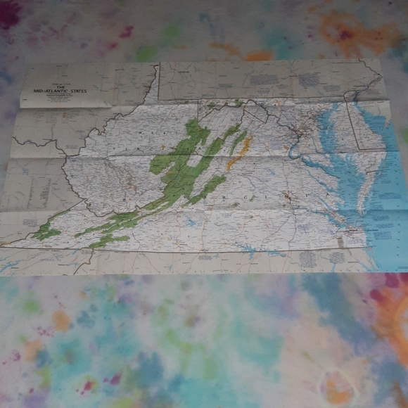 Vintage Map National Geographic USA Maryland Delaware West Virginia Virginia - Picture 2 of 5